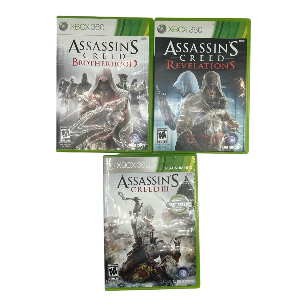 Assassins Creed‎ Lot Xbox 360 Brotherhood Revelations Creed 3 Platinum Hits